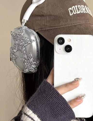 3 in 1 Bling Case Cover for AirPod Max, Clear TPU Glittering Rhinestones Stars Protective Ear Cups Covers Silicone Earpad Headband Covers Compatible for Apple AirPods Max Headphones (Star) thumbnail 5