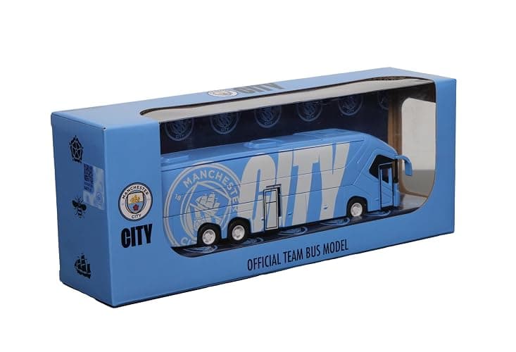 Manchester City Official Collectible Miniature Team Bus – Premium Die-Cast Soccer Bus Toy with Friction Power Engine – Man City Fan Gift Display Model – Licensed Football Merchandise thumbnail 6