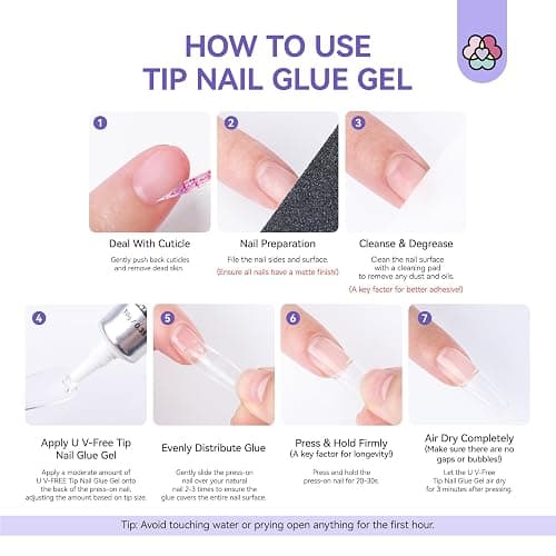 SAVILAND Semi Solid Nail Glue No U V Light Needed: 20g Super Strong Gel Nail Glue for Press Ons 30-Day Long Lasting Quick Drying False Nail Glue Gel Adhesive Rich in Castor Oil Vitamin E thumbnail 7