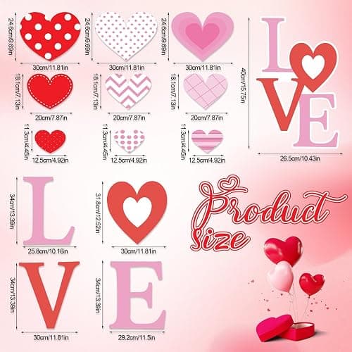 HunnmingRe 17 Pcs Valentines Day Decoration Tree Ornament Extra Large Love Tree Topper Valentine Pillow Cover Romantic Wood Heart Ornament Picks Pink Red for Wedding Holiday Party Anniversary Decor thumbnail 3