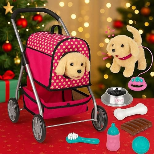 Puppy Doll Stroller – Remote Control Walking & Barking Plush Dog Toy for Kids – Electronic Interactive Puppy with Sounds, Tail Wagging & Music – Pretend Play Pet Toy for Girls & Boys Ages 2–7 thumbnail 2