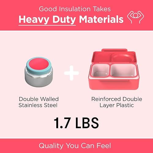 Omie OmieBox UP Kids Insulated Bento Box, Cherry Pink thumbnail 5