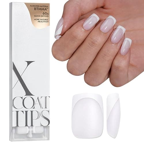 BTArtboxnails XCOATTIPS French Tip Nails - White Press On Nails Short, 160 Pcs Milky White Square Soft Gel Nail Tips, Soak Off False Nail Extensions For Gift - Image 1
