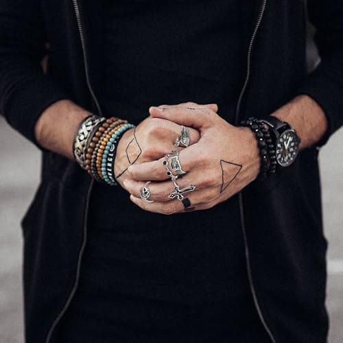 PANTIDE Vintage Punk Rings Set Gothic Knuckle Midi Rings Adjustable Alloy Chain Belt Cross Stackable Finger Half Open Rings Fashion Joint Jewelry for Women Men (Silver) 22Pcs thumbnail 5