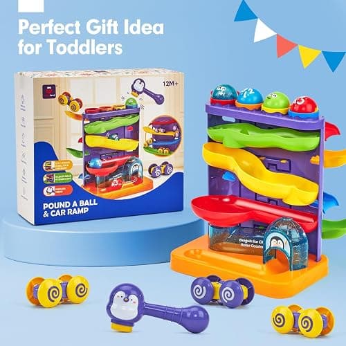 hahaland Toddler Toys for 1 Year Old Boy Birthday Gift 2 in 1 Pound Ball Toy & Car Ramp Race Track Learning Active Early Developmental Montessori Toys for 1-Year-Old Birthday Gifts thumbnail 9