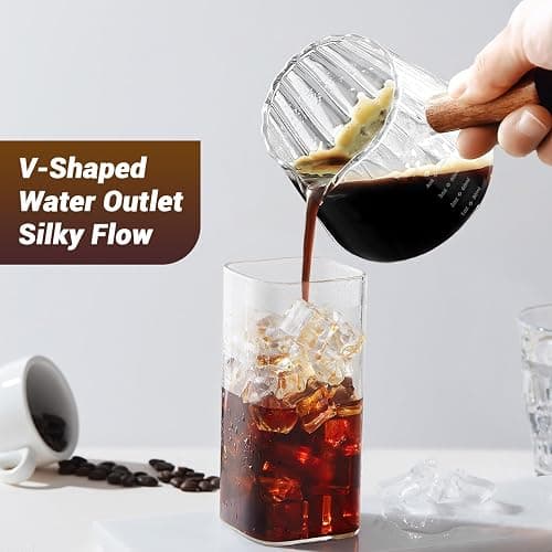 Espresso Measuring Cup 6 Oz, Espresso Glass Cups with Wood Handle, Milk Frothing Cup, Espresso Cup for Coffee, Milk, Tea or Maple Syrup Serving thumbnail 6