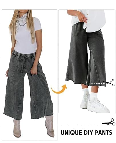 TITOMD Women Wide Leg Sweatpants Jeans Acid Wash High Waist Baggy Trouser Vintage Loose Boyfriend Denim Pants Y2K thumbnail 3