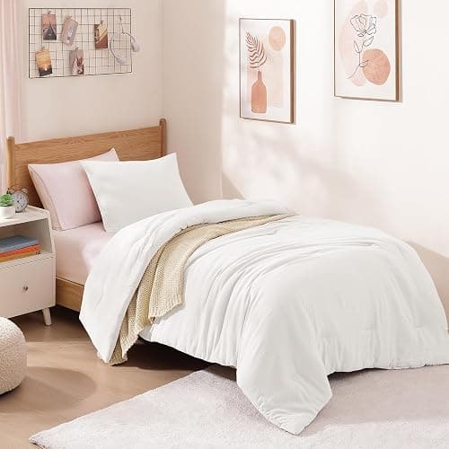 WRENSONGE Twin/Twin XL Comforter Set for Girls Boys Teens, 1 White Comforter & 1 Pillow Sham, Soft Lightweight Kids Comforter Sets for All Seasons Dorm Bedding thumbnail 2