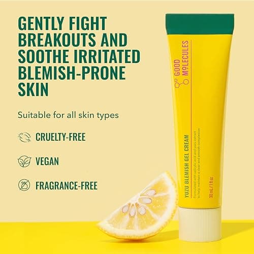 Good Molecules Yuzu Blemish Gel Cream - Lightweight Gel Moisturizer with Salicylic Acid, BHA and Natural Extracts to Target Acne, Even Skin Tone, and Texture - Skin Care for Face thumbnail 2
