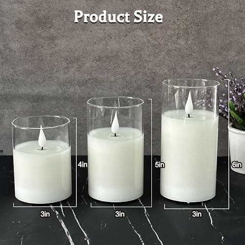 LEDHOLYT Rechargeable Flameless Glass Pillar Candles–Easter Flameless Candles Decorations,–Set of 3, Realistic Flickering LED Light,Remote & Timer, Ideal for Living Room, Bedroom & Easter Décor thumbnail 6