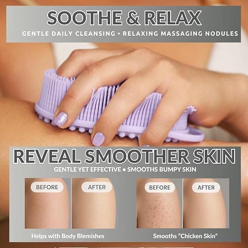 Silicone Body Scrubber for Shower - Gentle Exfoliating Back Scrubber with Soft Bristles - Avilana Premium Dual Sided Bath Brush Massage - Loofah Alternative for Sensitive Skin - Gift Women Men thumbnail 9