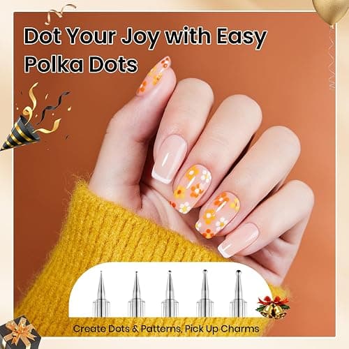 Beetles Nail Art Brushes 8pcs – Crystal Nail Art Tools 5pcs Double-headed Nails Dotting Tool, 3pcs Striping Liner Brushes for Nails with Pearls Bowknot Stickers, DIY Home Salon Manicure Design Tools thumbnail 2