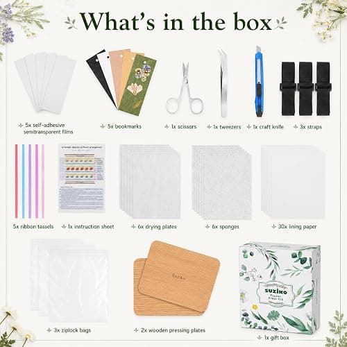 Suziko Professional Flower Press Kit 6 Layers 6.3 x 8.3 inch, Flower Pressing Kit for Adults Kids, Leaf Press,Great Gift Valentine's Day thumbnail 2