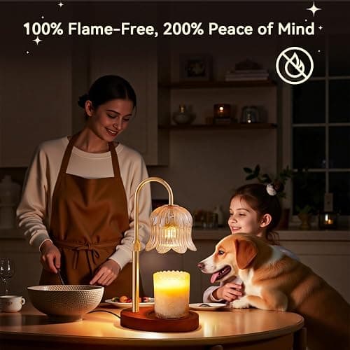Candle Warmer Lamp with Timer and Dimmer, Adjustable Height Electric Candle Warmer Flower Lamp Wax Melt Warmer for Jar Candles - Birthday Christmas Gifts for Women Mom Home Living Bedroom Decor thumbnail 2