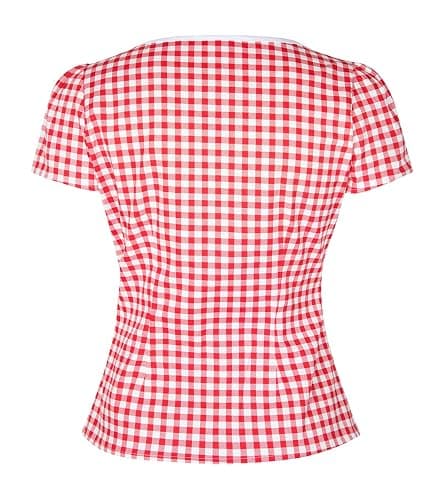 YARN & INK Women's Rockabilly Tops, 1950s Pinup Vintage Blouse Square Neck Slim Fit Shirt Classic Elegant for Women Girls thumbnail 2