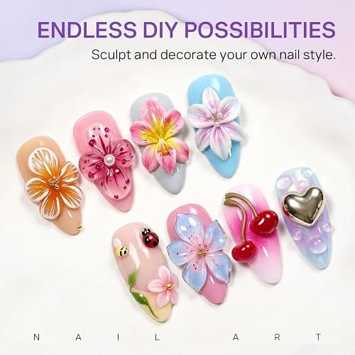 MIZHSE 3PCS 3D Sculpting Gel Nail Art Clear White 5 in 1 Solid Molding Gel | Hard Gel for Nails Non-Sticky U V LED Builder Building Gel Set with Dual Forms for Beginners Salon Home DIY thumbnail 3