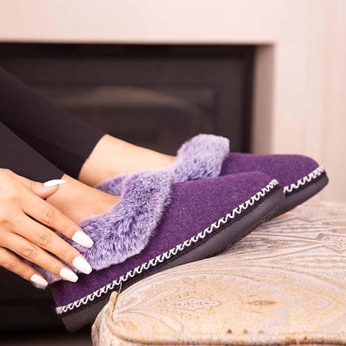 EverFoams Women's Bootie Slippers Warm Soft House Shoes with Fluffy Collar thumbnail 8