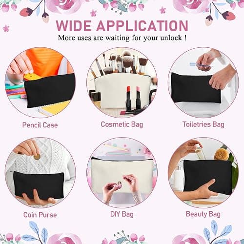 Legigo Blank Canvas Bag Zipper Pouch Makeup Bags Bulk - Multi-Purpose Canvas Pencil Pouch with Sturdy Zipper, Cosmetic Bag Travel Toiletry Bag for DIY Craft Projects, Storage (8.3 x 5 inches) thumbnail 5