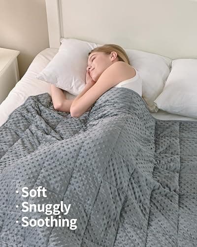 Mr. Sandman Weighted Blanket for Adults Queen Size 15 lbs, Soft Cooling Heavy Minky Blanket for Sleep, Washable Throw Blanket with Glass Beads, 60 x 80 Inches, Grey thumbnail 4