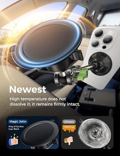 MAGIC JOHN Magnetic Car Phone Holder [Strong Suction&Strong Magnetic] 360° Adjustable Car Phone Mount for Windshield, Ultra-Durable Metal, Suction Cup Car Phone Mount for iPhone Samsung All Smartphone thumbnail 5