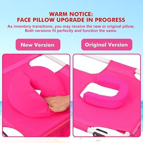 3 in 1 Women Comfort Backpack Beach Tanning Lounge Chair with Cushion Face Hole Softer Padded Adjustable Washable, Layout Sun Chair for Adults Outside Reading Sunbathing Poolside, 6 Position, Pink thumbnail 3