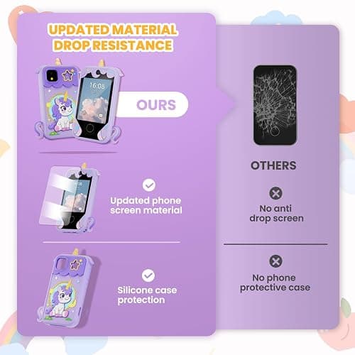 Kids Phone for Girl Toys, Christmas Birthday Gifts for Age 3-10 Year Old Girls Boys Toys, Kids Toddler Smart Phone, Detective Educational Learning Toys with 2.8" Touchscreen, Music Video Game (Purple) thumbnail 6