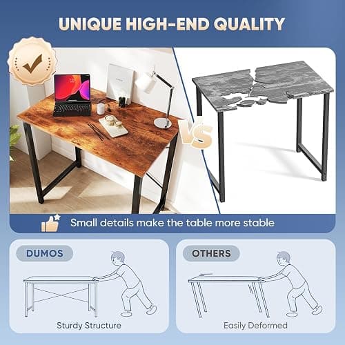 DUMOS 31 Inch Small Computer Desk for Home Office, Modern Study Writing Gaming Work Table Simple Style for Bedroom with X-Shaped ReInchforcement, Rustic Brown thumbnail 5