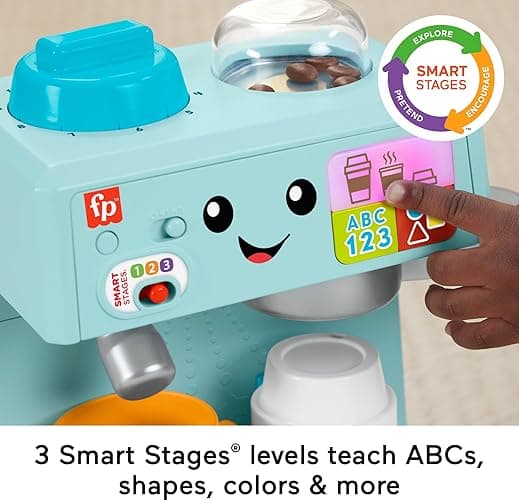 Fisher-Price Toddler Toy Laugh & Learn Coffee Café Musical Playset with Educational Songs & 10 Pretend Play Pieces for Kids Ages 18+ Months thumbnail 4