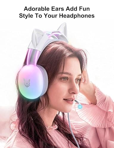 ONITOON White Cat Ears for Headphone, Silicone Cute Kitty Ears Attachment, Lovely Detachable Accessories Fit for Gaming Headset, Lightweight & Durable thumbnail 4