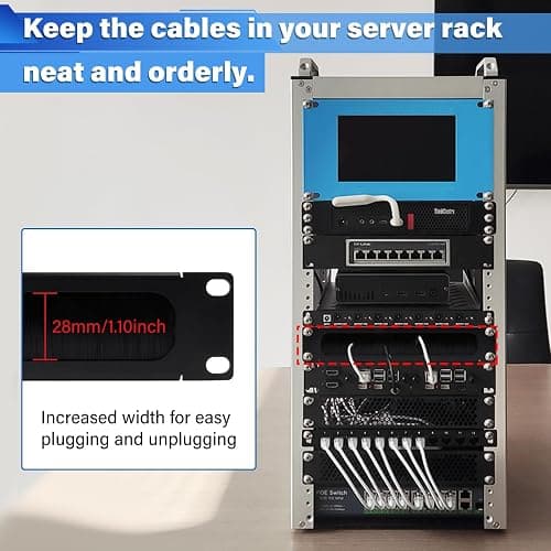 GeeekPi 10 inch 1U Brush Cable Manager Rack Mount Cable Management Panel with Brush Strip for Cable Entry for DeskPi RackMate T1/T0/T2/T1 Plus/T0 Plus and 10 inch Server Rack or Network Cabinet (2) thumbnail 4