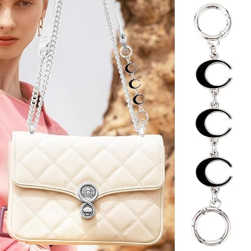 2Pcs Purse Extender Chain Silver Bag Extender Chain Heart Moon Purse Strap Extender Black Purse Strap Replacement Crossbody Purse Accessories for Women Bag Charms for Handbags Tote Bags Purse Making thumbnail 3