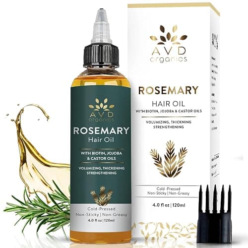 AVD Organics Rosemary Oil for Hair | Infused with Biotin | Hair Stregthening Nourishing and Volumizing | infused with Jojoba & Castor Oil | NON - GMO 120ml thumbnail 8