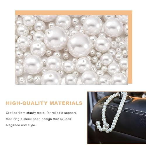 Rdxcv 2 PCS Elegant Pearl Car Seat Headrest Hook, Cute Pearl Car Seat Back Hook Storage Organizer, Exquisite Headrest Hanger Purse Holder Interior Decoration for Women Girls thumbnail 3