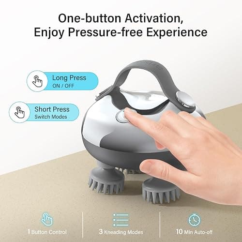 arboleaf Head Massager Scalp, Electric Scalp Massagers IPX7 Waterproof, Hair Massager with 8 Removable Claws and 3 Modes, Portable Handheld Massager for Relaxation, Deep Cleaning, Gift for Women Men thumbnail 6
