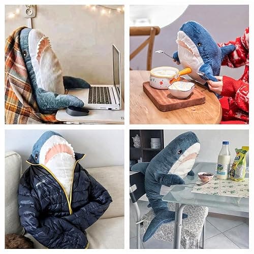 XIYUAN 39.3-Inch SharkPlush Toy Giant SharkStuffed Animal Soft SharkPillow Cushion Shark Plush Pillow Chubby Stuffed Shark Toy Bedtime Gift Throw Pillow for Home Room Décor Kids thumbnail 6