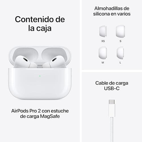 Apple AirPods Pro 2 Auriculares inalámbricos, Auriculares Bluetooth, cancelación Activa de Ruido, Audífono, Modo Sonido Ambiente, Audio Espacial Personalizado, Sonido de Alta fidelidad, Carga USB C thumbnail 7