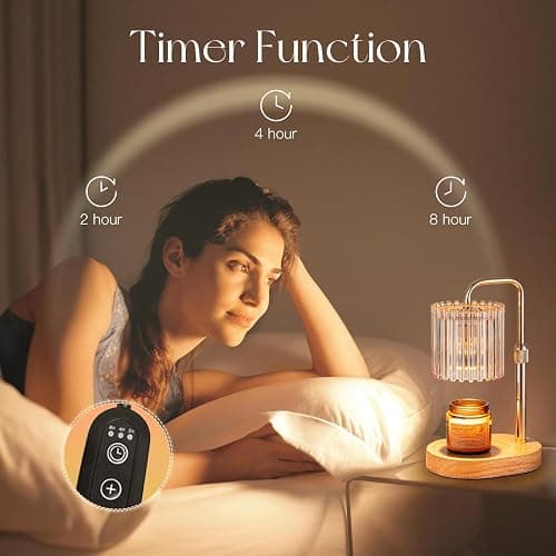 Candeldo Candle Warmer Lamp with Timer: Candle Warmer with 2 Bulbs Height Adjustable Dimmable Wax Melt Gold House Warming Gifts New Home Bedroom Kitchen Decor Gifts for Women thumbnail 3