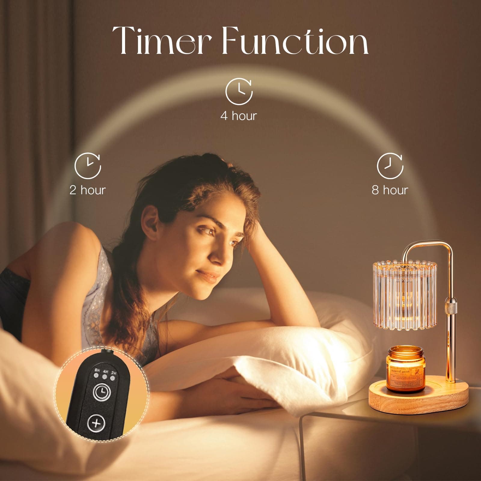 Candeldo Candle Warmer Lamp with Timer: Gold Wax Melt Warmer thumbnail 3