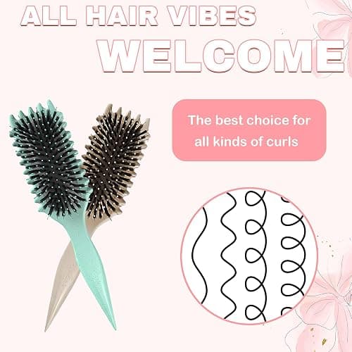 Curl Defining Brush, Slick Back Hair Brush, Curly Hair Brush, Boar Bristle Hair Brush, Hair Brush for Women, Curl Comb Blowout Teasing Brush for Hair Care, Curl Brush (green) thumbnail 6