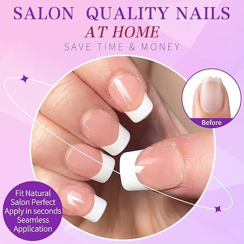 Lifextol 240pc French Tip Press on Nails Short Fake Nails & Adhesive Tab, False Acrylic Nail Press on Nails Square Nail Tips Artificial Glue on Nails Press ons Stick on Fingernail thumbnail 4