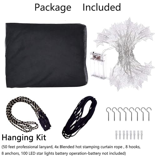 Comtelek 8 Corner Bed Canopy with 100 LED Star String Lights Battery Operated, Bed Netting Unique Style 4 Door Square Canopy Bed Curtains Canopy - Suggested for Twin Full Queen King Bed thumbnail 4