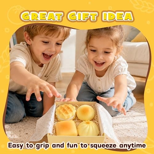 Recheel Butter Squishy Toys, 9 Pack Slow Rising Food Squishies Set | Soft Kawaii Food Squishies with Bread, Cake & Fruit Designs, Perfect Fidget Toys for Stress Relief, Relaxation and Play thumbnail 4