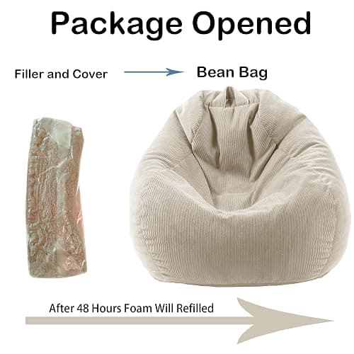 LPMOERA Bean Bag Chair Memory Foam Bean Bag Chairs for Kids/Teens with Filling Round Kids Bean Bag Chair for Living Room Bedroom College Dorm Reading Chair thumbnail 5