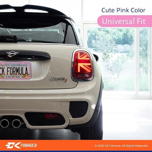 Premium Baby Pink License Plate Frames 2-Pack, Rust-Proof & Rattle-Proof Stainless Steel, Street Legal, Universal Slim Fit with Screw Caps, Cute & Durable Car Tag Holders, Car Accessories for Women thumbnail 3