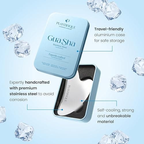 PLANTIFIQUE Stainless Steel Gua Sha Facial Tool - Anti-Aging Guasha Tool Face Massager for Tension Relief, Reduced Puffiness, and Lymphatic Drainage, Skincare Body Gua Sha thumbnail 5