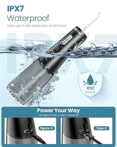 Onlyone Rechargeable Cordless Water Flosser with Adjustable Water Pressure for Daily Oral Care, Power Dental Flosser for Home and Travel Use, Portable Oral Irrigator for Sensitive Gums and Braces Care thumbnail 8