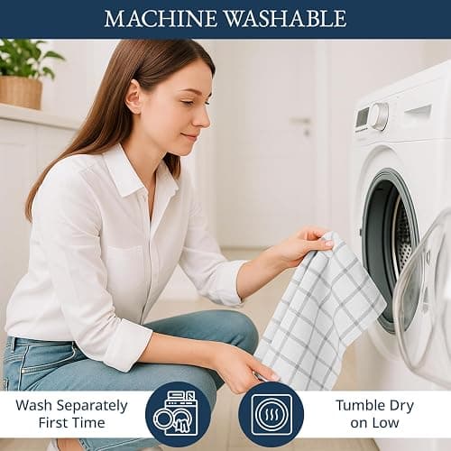 Kitchen Towels and Dishcloths Set - Pack of 6 Cotton Dish Cloths, 18”x 28”, Soft Hand Towels for Kitchen, Absorbent Tea Towels, Premium Kitchen Dish Towels, Quick Drying Cleaning Towels - Grey Towels thumbnail 9