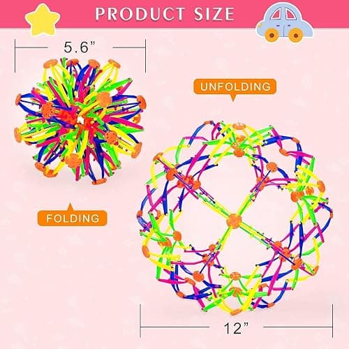 2PCS Expandable BreathingColorful Inflatable Ball Expandable Magic Ball - Stress Reliever Fidget Toys - Breathing Magic Collapsible Ball Toys for Kids & Adults Stress Needs - for Yoga,ADHD (2PCS) thumbnail 4