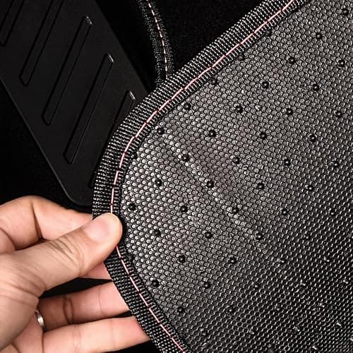 CAR PASS Waterproof Universal Fit Car Floor Mats, Car Mats Fit for SUV,Vans,sedans, Trucks,Set of 4pcs Car Carpet with Driver Heel Pad (Light Pink) thumbnail 5