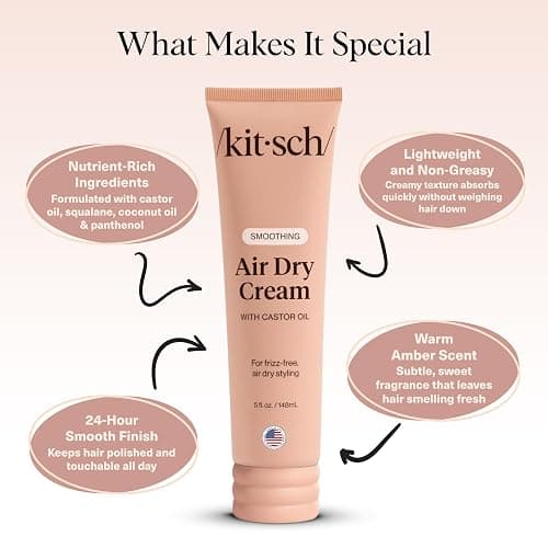 Kitsch Smoothing Air Dry Cream for Hair – Frizz Control Hair Care Product with Castor Oil & Coconut Oil – Weightless Styling Cream - Enhances Natural Texture Appearance | Ideal Gifts for Women – 5 oz thumbnail 4